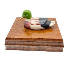 Vintage Mallard Duck wooden playing card storage box Price Products 1980s